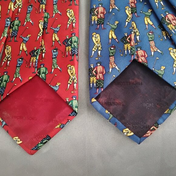 ❤️2 LN MICHELSONS OF LONDON Golf Theme Ties Red / Navy - Picture 4 of 7